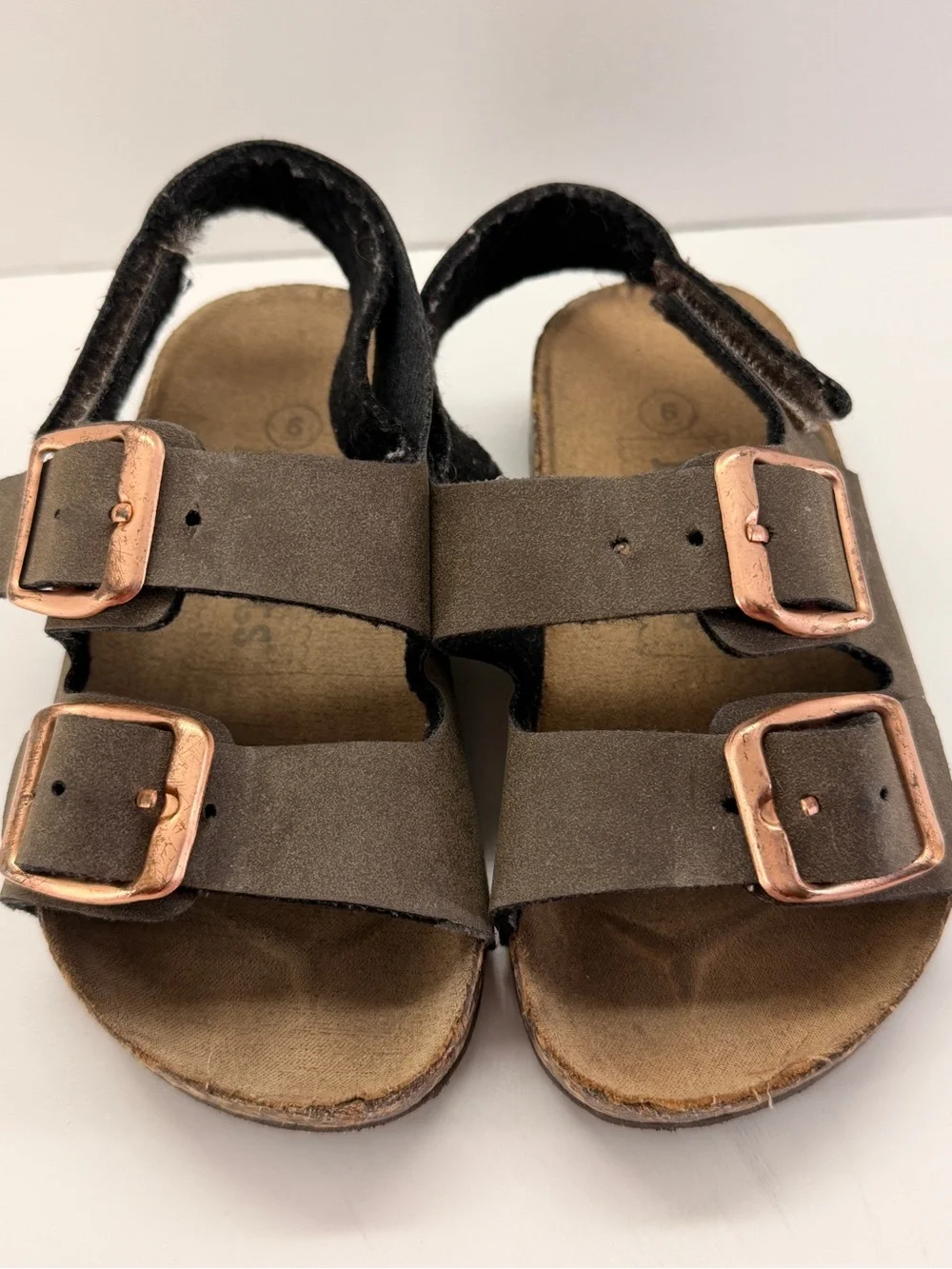 Kidgets Brown Sandals with Rose-Gold Buckles